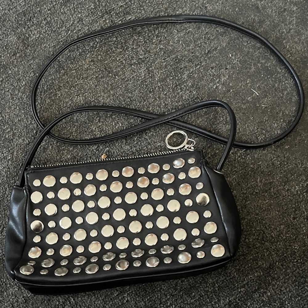 Black Studded Crossbody Bag - Unbranded
